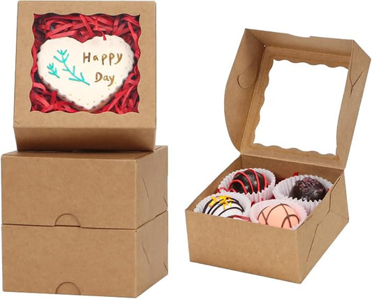50PCS 3¼"x3¼x1½ Cookie Boxes Soap Boxes Chocolate Truffle Boxes,Donut Boxes Macaron Boxes Treat Boxes Mini Bakery Boxes Small gift boxes Brownie Box Chocolate Covered Strawberry Boxes