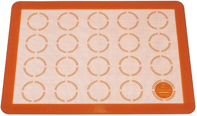 Mrs. Anderson’s Baking Macaron Mat, Oven Safe Silicone Reusable Baking Mat, For Cookies And Pastries, Fits Half-Size Pans