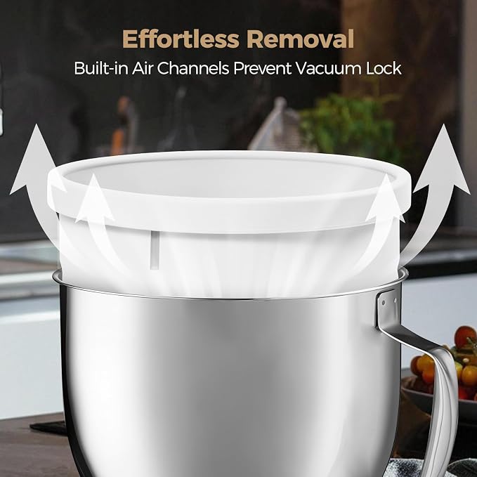Forenee Collapsible Silicone Bowl Insert for KitchenAid 5Qt,3Pack | Ultra-Thick Stable Liner, Raised Splash-Guard Rim, Easy-Release, Dishwasher Safe, Space-Saving for Home