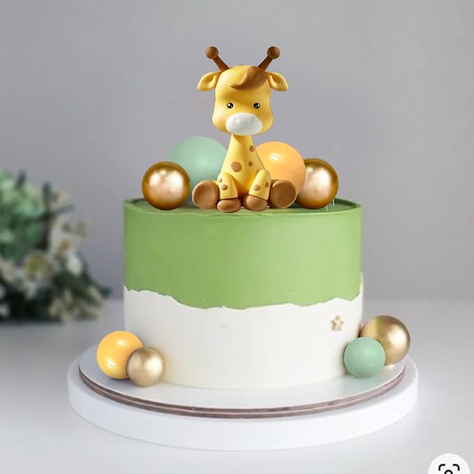 Giraffe Cake Topper with Balls Cake Decorations for Wild Animals Themed Birthday Baby Shower Party Supplies (STYLE 2)