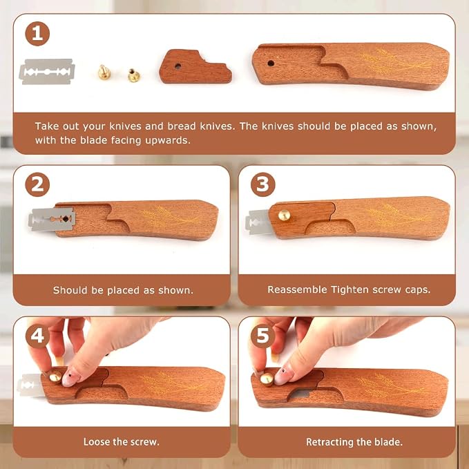Bread Lame Dough Scoring Tool with 10 Razor Blades, Ergonomic Handle Bread Scorer Tool, Breads Knives for Homemade Sourdough Breads Bakers