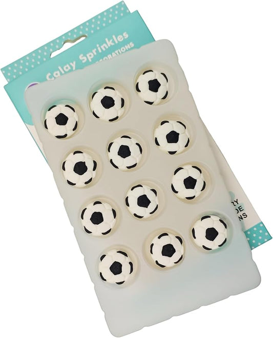 Edible Mixed 12pcs Soccer Sugar cake decorations, cupcake toppers, perfect Icing Cookies decro for Valentine's Day Birthday Halloween Thanksgiving Christmas party Team Dinner