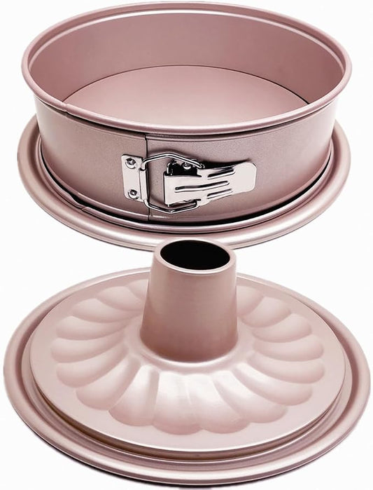 10 Inch Springform Pan with 2 Bases Non-Stick Spring Form and Cheesecake Baking Mold Heavy Duty Carbon Steel Pound Cakes Tube Mould for Oven - Champagne Gold