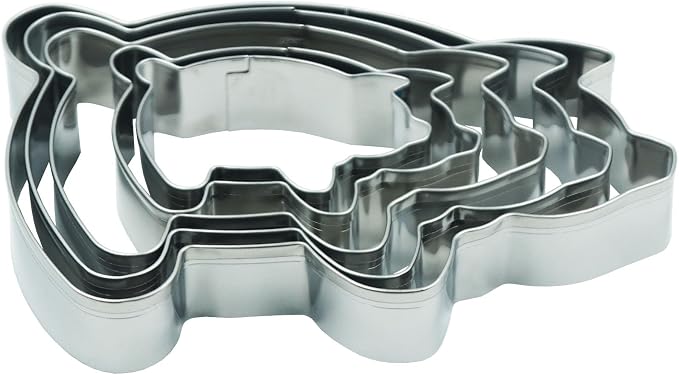 Pig Cookie Cutters Set,5 PCS Pig Shaped Stainless Steel Molds for Cookies,Biscuit,Vegetable,Fruit,Baking Pastries Doughs