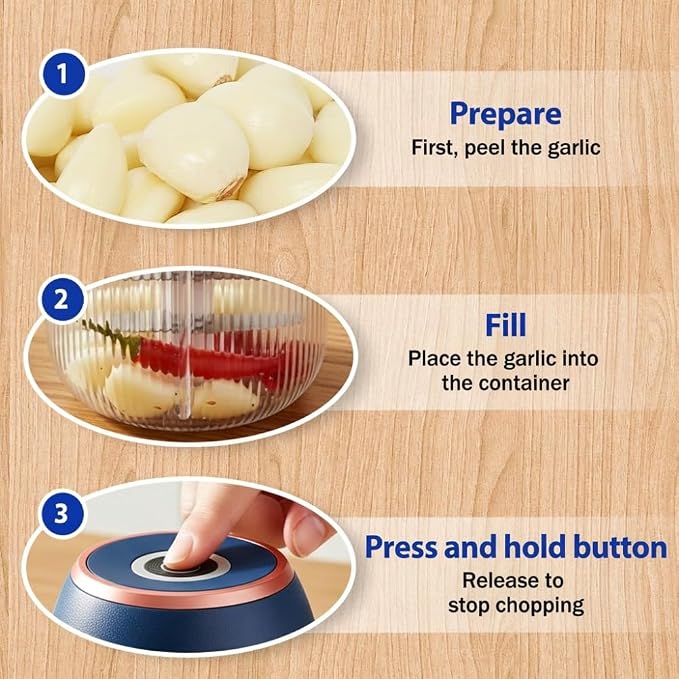 Electric Garlic Chopper, 2026 New Mini Food Chopper for Garlic and Onion, Portable Vegetable Chopper for Salad, Compact Kitchen Chopper for Home Cooks (Blue)