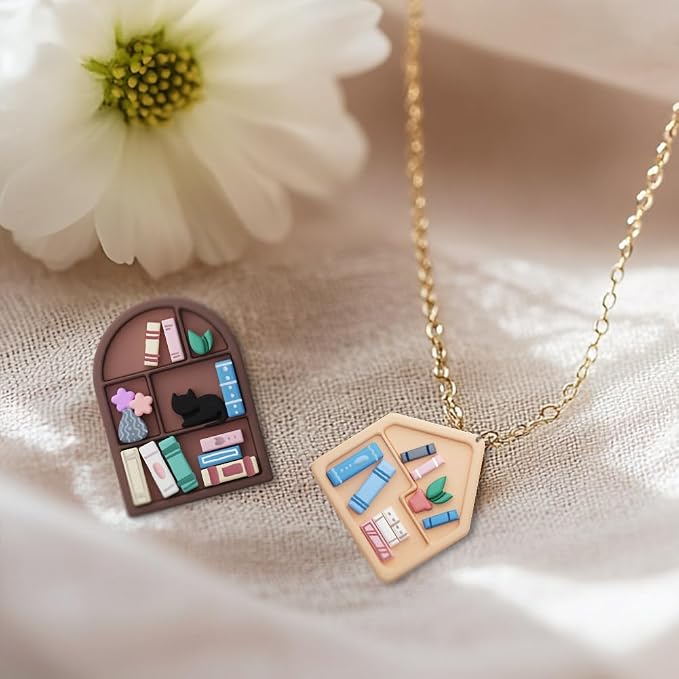 ORIGACH 13 Pcs Mini Bookshelf Polymer Clay Cutters Set | Book Vase Frame Design Clay Cutters for Polymer Clay Jewelry Earrings with a Clear Storage Box