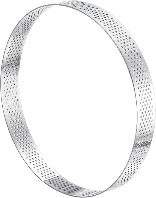 uxcell Stainless Steel Small Cake Rings, Perforated Cake Mousse Ring Kitchen Baking Heat-Resistant 5.9" Diameter, 0.8" Height,for Cake Dessert Biscuit Chocolate, Silver