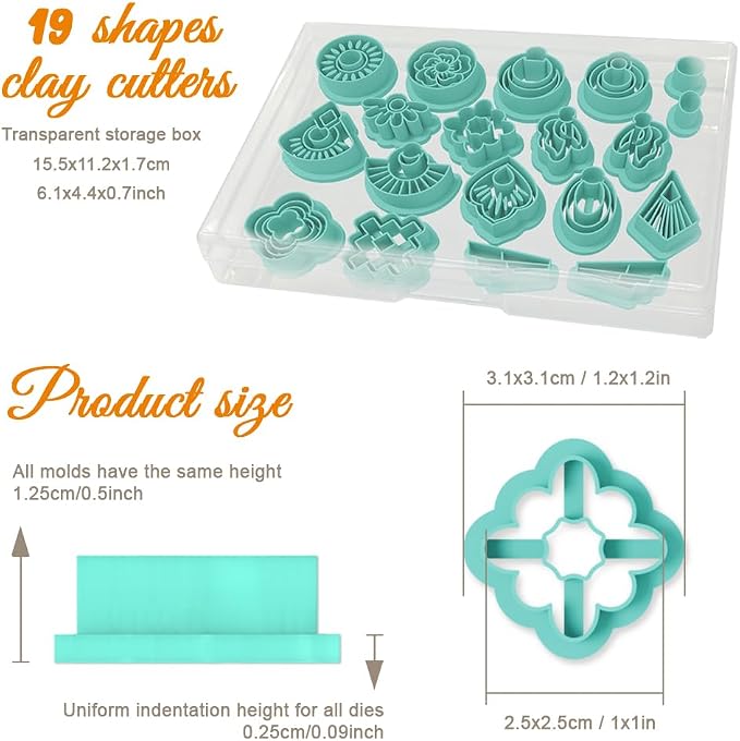 ORIGACH 19 Pcs Geometric Irregular Shape Polymer Clay Cutters Set Boho Earring Clay Cutter DIY Craft Supplies for Earring and Jewelry Making