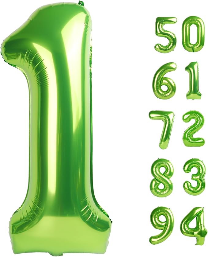 40 Inch Light Green 1 Balloon for First Birthday, 1st Number Balloons Birthday Decorations for Girl Kids Toddler Baby, One Giant Number 1 Balloon