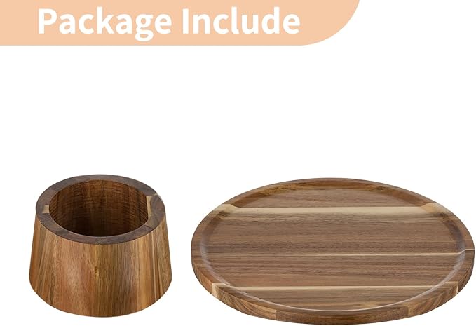NUPTIO Wooden Wedding Cake Stand: 11.5 Inch Acacia Wood Cake Display Holder 4 in 1 Cup Cake Stands Serving Tray Fruit Dish Sauce Bowl for Anniversary Party Home Kitchen Centerpiece Decor - 10" Cake