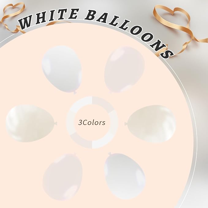 160Pcs 12 Inch White Pearl White Clear Latex Balloons Kit, Bride Balloons Arch for Bridal Shower Wedding Engagement Bachelorette Birthday Party Decorations
