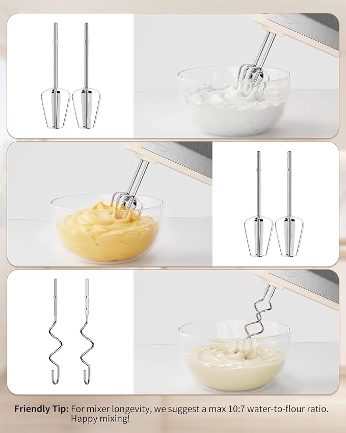 Hand Mixer, 5-Speed Electric Mixer Handheld With 200W Turbo Ultra Power, 4 Stainless Steel Accessories Whipping Egg Cream, Lightweight Hand Mixer For Baking Cake, Gifts For Women Mother