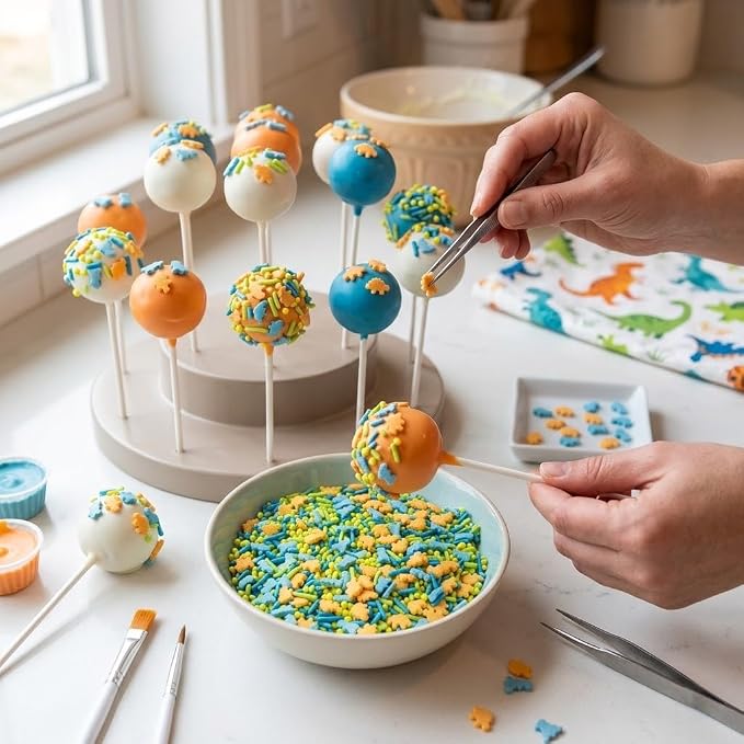 Manvscakes, Dinosaur Sprinkles for Baking, No Artificial Dyes, Natural Colors, Dino Cake Decorations, Nut and Gluten Free, Cupcake Toppings, 3oz