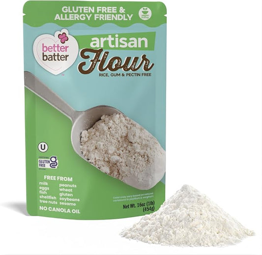 Better Batter Artisan Blend Multipurpose Certified Gluten-Free Flour, Top 8 Allergen Free, Cup for Cup Baking Alternative to Ordinary Flour 2.5LB Pouch