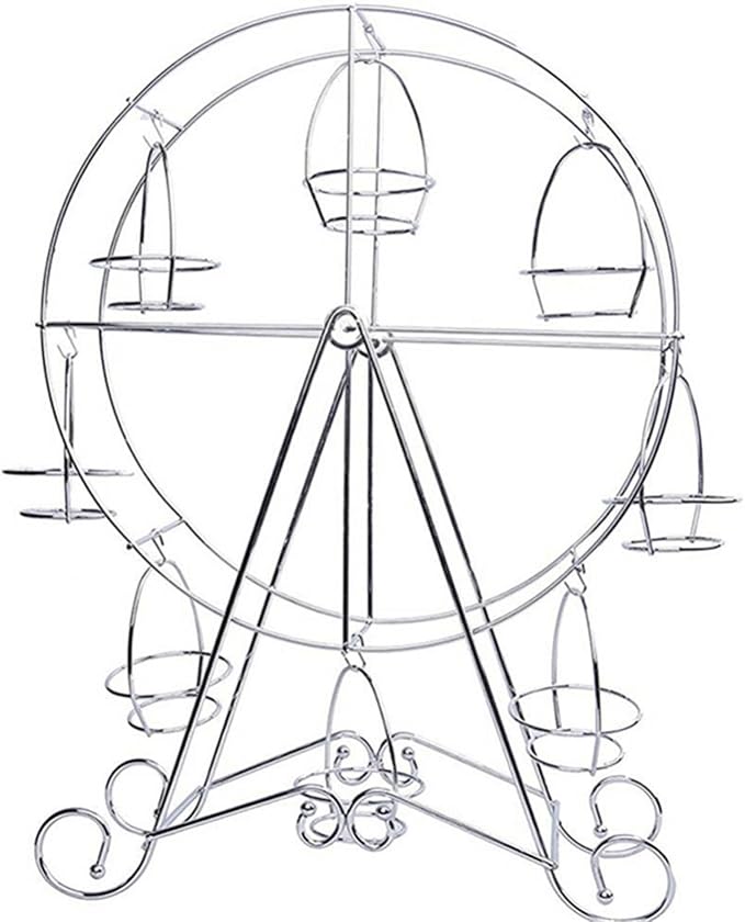 ASkinds Ferris Wheel Cupcake Stand Dessert Serving Tray, Ferris Wheel Cupcake Stand for Carnival and Circus Theme Party Wedding Party Furnishing Accessories (Silvery)