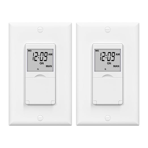 BN-LINK 7 Day Programmable in-Wall Timer Switch for Lights, Digital Light Switch Timer Indoor, Single Pole and 3 Way (Compatible with SPDT) Both Use, Neutral Wire Required, No Backlight, ETL Listed