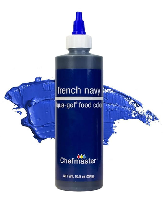 Chefmaster Liqua-Gel® Food Coloring | French Navy | Red 3-Free | Professional Baking & Decorating | Fade-Resistant | Made in USA | 10.5 oz