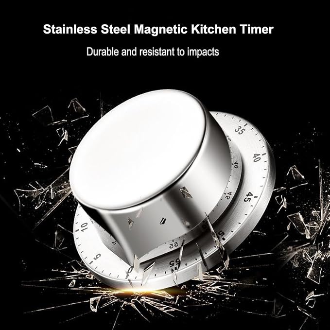 Mechanical Kitchen Timer Countdown Magnetic Stainless Steel for Egg Cooking