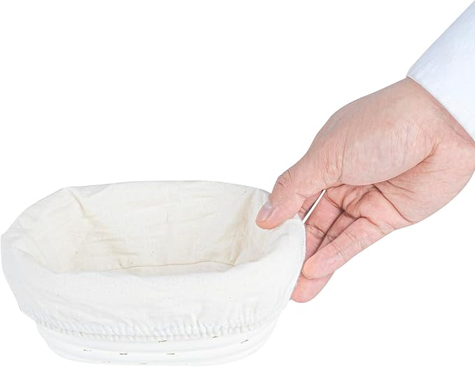Restaurantware Bread Proofing Baskets 6 Inch Oval Pack of 10 Rattan Dough Fermentation Baskets With Cotton Liners, Oval Banneton Bread Rising Bowls For Home, Commercial, Artisanal Baking