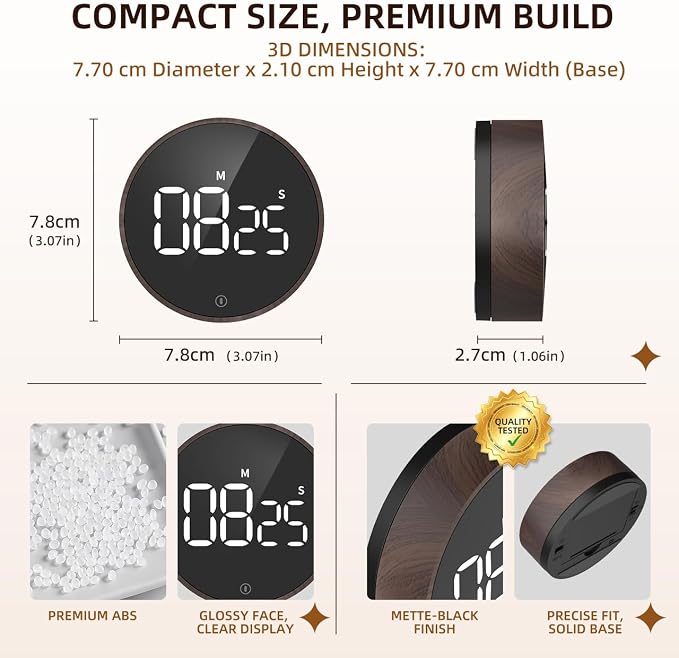 VOCOO Digital Kitchen Timer - Magnetic Countdown Countup Timer with Large LED Display Volume Adjustable, Easy for Cooking and for Seniors and Kids to Use