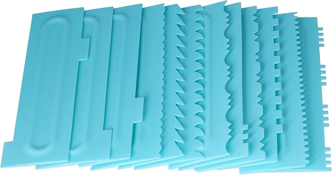 EVGATSAUTO 12-Piece Cake Decorating Comb Set, DIY Fondant Scraper Tool for Baking, Cake Pattern Modeling Kit for Home Kitchen Bakery