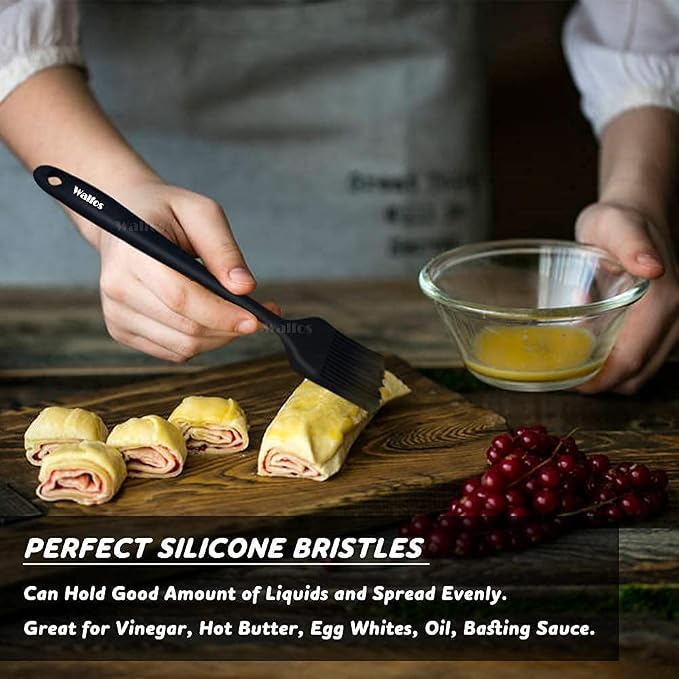 Walfos 3 Size Basting Brush, 600°F High Heat Resistant Silicone Pastry Brushes for BBQ, Baking, Kitchen Cooking, Desserts- BPA Free&Dishwasher Safe