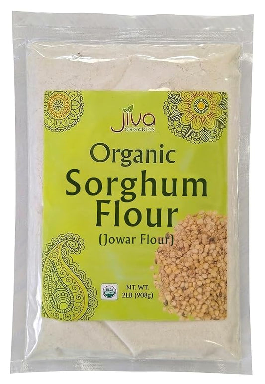 Jiva Organics Organic Sorghum Flour 2 Pound Bag - Jowar Flour, 100% Natural & Non-GMO
