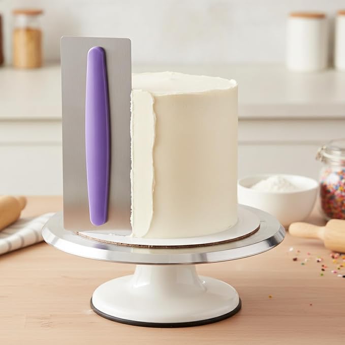 Wedding and Birthday Cake Decorating, Metal Icing Smoother Scraper, 10.8 Inch Rigid Blade for Smooth Frosting (1 Piece)
