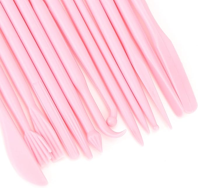 Akozon Premium Plastic Clay Sculpting Set - 14Pcs DIY Polymer Modeling Hand Tool Kit - Pottery Shaper & Carving Tool for Clay Fondant Cake - (Roseate)