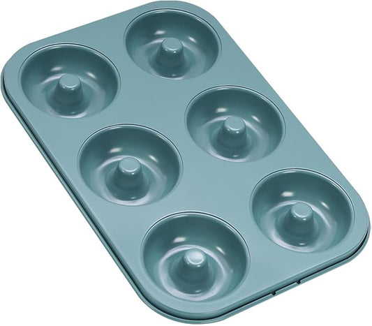 CHEFMADE Mini Donut Pan, Nonstick 6-Cavity Carbon Steel for Baking | Ring Donut Pan for Baking, Bagel Pan Bakeware. Nonstick steel, even heat to 428°F. PTFE/PFOA free. Easy clean (Green)