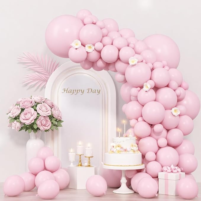Voircoloria 130pcs Light Pink Balloons Different Sizes 18" 12" 10" 5" Pastel Pink Balloons for Birthday Party, Baby Shower, Wedding, Gender Reveal, Baby Shower, Anniversary Party Decorations