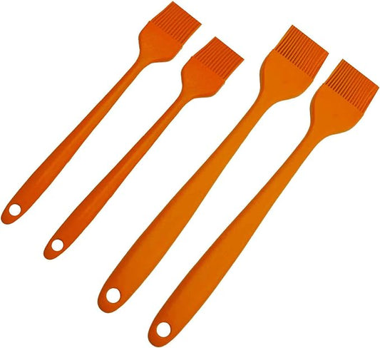 4PCS Heat Resistant Silicone Basting Brushes Cooking Brush, BPA Free Pastry Brush with Soft Bristles for Oil Butter Sauce BBQ Grill Kitchen Baking Dishwasher Safe(Orange)