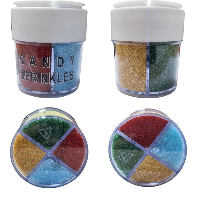 Senchanting Red Blue Green Gold Sanding Sugar Sprinkles, Edible Crystal Sanding Candy Sugar for Cake Decorating Wedding Party Baking Cupcake Cookie Ice Cream Decoration Supplies 168g/5.93oz