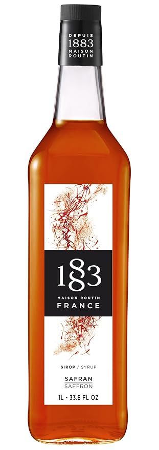 1883 Saffron Syrup for Drinks, Made in France, 1 Liter Glass Bottle