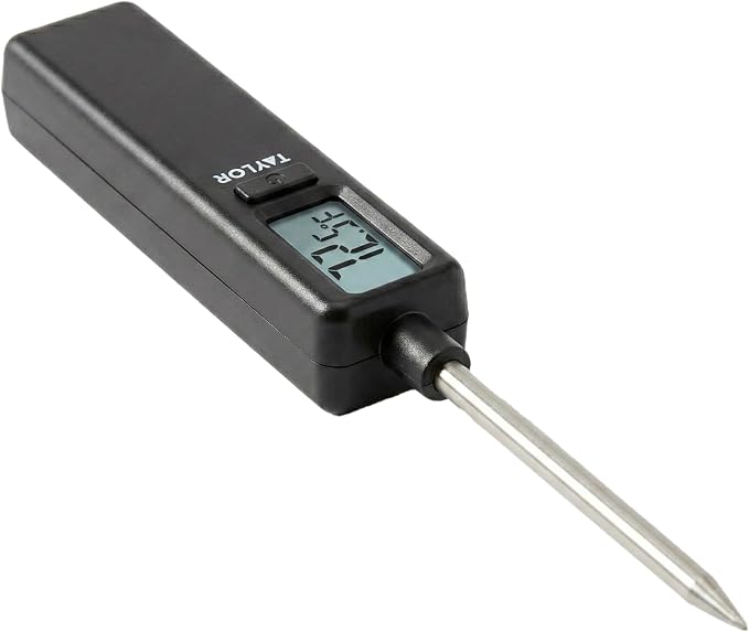 Taylor Mighty Mini Digital Meat Thermometer, Instant Read Food Thermometer for Cooking & Grilling, -40°F to 450°F Range, Compact Pocket Size with On/Off Switch, Black
