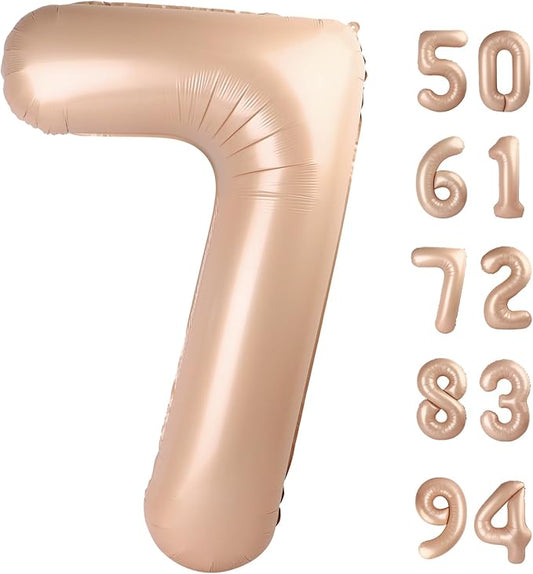 Light Brown 7 Balloon, Tan Number Balloons 40 Inch, 7th Beige Birthday Decorations for Kids Girls Boys, Sandy Brown Party Decoration for Women Men, Khaki Number 7 Balloon