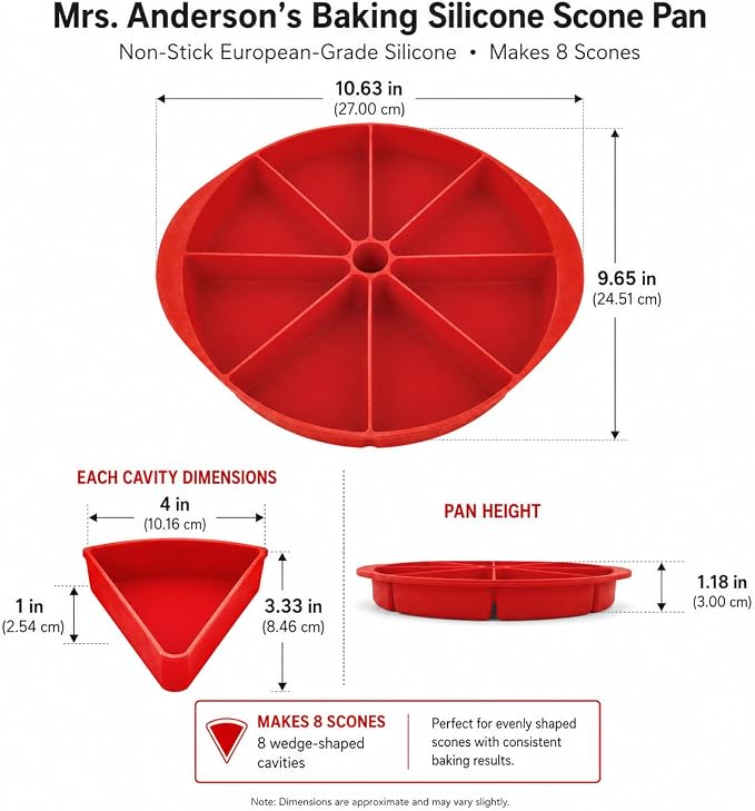 Mrs. Anderson's Baking Silicone Scone Pan, Non-Stick European-Grade Silicone