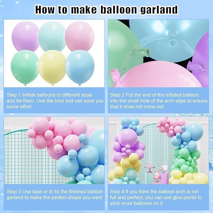 126Pcs Back to School Pastel Rainbow Balloons Arch Garland Kit, 18/10/5 Inch Macaron Pastel Spring Balloon Arch for Mother‘s Day, Unicorn Birthday Party,Baby Shower,Wedding Decoration