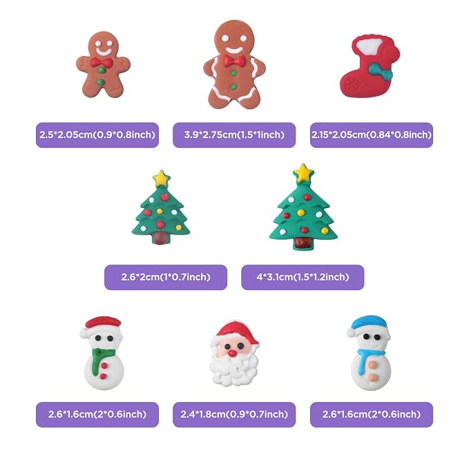 Christmas Icing Decorations 27 Counts Edible Royal Icing Cake Decoration Gingerbread Man Christmas Tree Snowman Santa Claus Xmas Stocking for Holiday Party Cake Topper