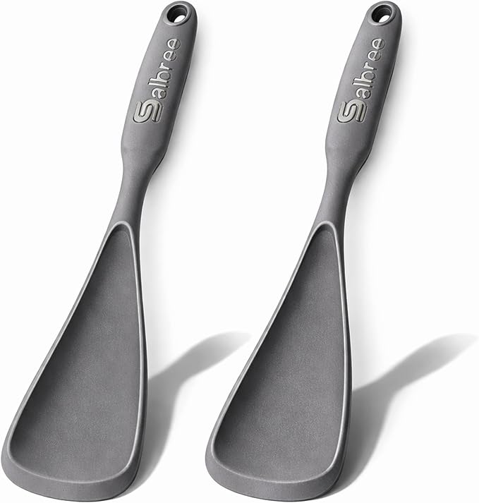 Silicone Spoon Spatula for Cooking - Multifunction Scoop Spatula Spoonula - Heat Resistant Cooking Spoon for Nonstick Cookware - Large Silicone Kitchen Spoon - Seamless Design (Gray,2pcs)