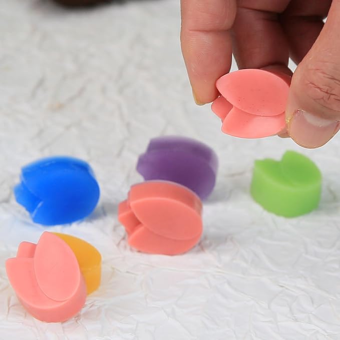 Mini Flower Chocolate Molds, 2 Pcs Silicone Molds with Tulip Shapes for Making Chocolate/Candy/Gummy/Jelly, Food Grade Candy Mold with 12 Cavities Mini Tulips for Fruit Snacks