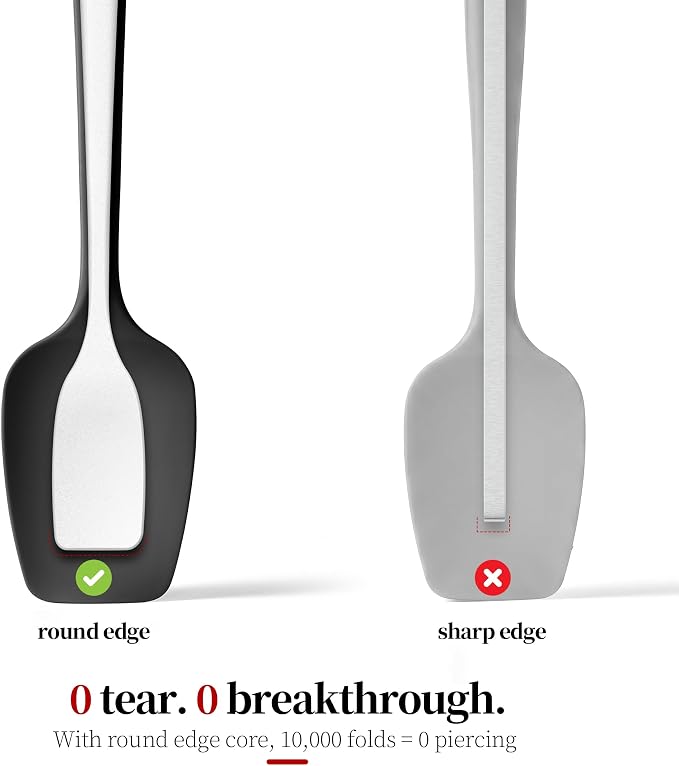 600ºF Heat Resistant Silicone Spoon Spatula for Cooking, Black | High Heat Food Safe Seamless Kitchen Spoonula Scraper for Baking Mixing Scraping Stirring Egg Nonstick Cookware Pan Bowl