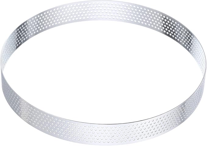 HARFINGTON Stainless Steel Tarts Rings 6.3" Perforated Metal Circle Baking Dessert Mousse Round Cake Ring Non Stick for Home Kitchen Food Cheese Making Tool