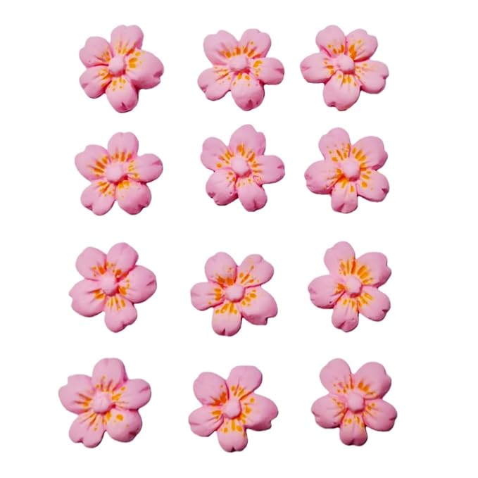 HeDeon&Rles 12 Pcs Edible Cherry Blossom Candy National Cherry Blossom Festival Candy Sprinkles for Baking Cake Icing Pancake Cupcake Decoration Wedding Birthday Christmas Halloween Supplies
