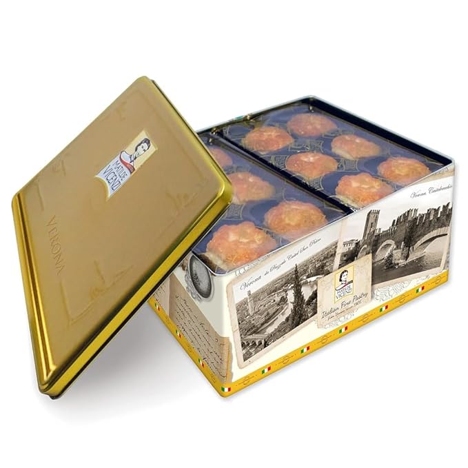 Matilde Vicenzi Verona Cookie Tin - Gourmet Italian Cookies Assortment in Individually Wrapped Trays - Pastries & Bakery Dessert for Dads & Teachers Gifts - Assorted Cookies in Italian Design Gift Tin 25.4oz (720g)