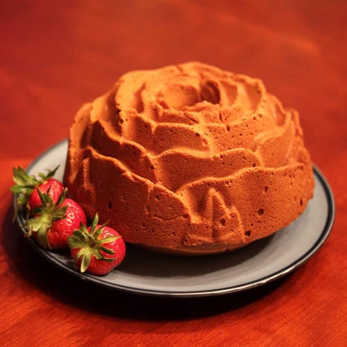 Joyeee 9.4'' Rose Flower Cake Mold Pan, Silicone Baking Mold for Birthday Cake, Muffin, Bread, Pie, Flan, Tart, Mousse, Cheesecake - Non-Stick Baking Trays - Great For Parties, Holidays