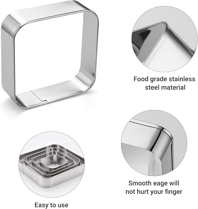 Rounded Square Cookie Cutter Stainless Steel Plaque Cookie Cutters Geometric Frame Cookie Cutters Shapes Molds for Baking 1 Inch Depth