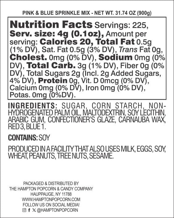 Blue & Pink Sprinkles Jimmies 1.98 Pounds Container, Gender Reveal Candy, Pink and Blue Candy, Sprinkles For Cake Decorating, Cake Sprinkles, Sprinkles For Baking, Ice Cream & More, The Hampton Candy Company
