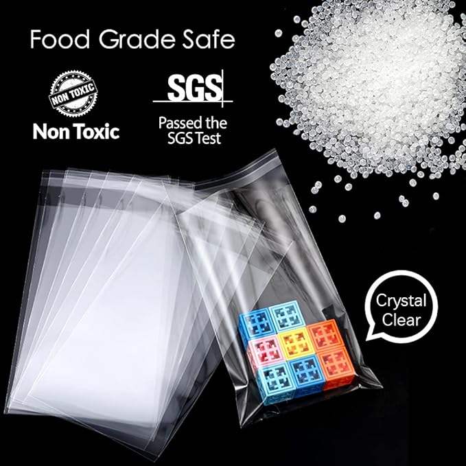 100 PCS Cellophane Bags,4 x 9 Inch Self Sealing Clear Cellophane Bags for Gift Wrapping,Packaging Candies,Dessert,Bakery, Cookies, Chocolate,Party Favor
