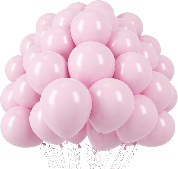Voircoloria 110pcs Light Pink Balloons 12inch Pastel Pink Latex Party Balloons for Boys Girls Birthday Party, Baby Shower, Wedding, Gender Reveal, Baby Shower, Anniversary Party Decorations